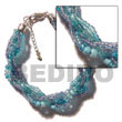 Summer Accessories 12 Rows Aqua Blue Twisted SMRAC1038BR Summer Beach Wear Accessories Glass Beads Bracelets
