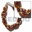 Summer Accessories 12 Rows Brown white Twisted SMRAC1041BR Summer Beach Wear Accessories Glass Beads Bracelets