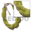Summer Accessories 12 Rows Lime Green Twisted SMRAC1044BR Summer Beach Wear Accessories Glass Beads Bracelets