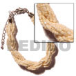 Summer Accessories 12 Rows Creme Twisted Glass SMRAC1045BR Summer Beach Wear Accessories Glass Beads Bracelets