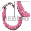 Summer Accessories 6 Rows Pink Multi Layered SMRAC1047BR Summer Beach Wear Accessories Glass Beads Bracelets