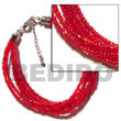 Summer Accessories 6 Rows Red Multi Layered SMRAC1050BR Summer Beach Wear Accessories Glass Beads Bracelets