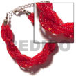 Summer Accessories 12 Rows Red Twisted Glass SMRAC1051BR Summer Beach Wear Accessories Glass Beads Bracelets
