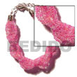 Summer Accessories 12 Rows Pink Twisted Glass SMRAC1052BR Summer Beach Wear Accessories Glass Beads Bracelets