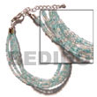 Summer Accessories 6 Rows Aqua Blue clear Multi SMRAC1054BR Summer Beach Wear Accessories Glass Beads Bracelets