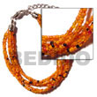 Summer Accessories 6 Rows Orange Multi Layered SMRAC1057BR Summer Beach Wear Accessories Glass Beads Bracelets