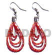 Summer Accessories Dangling Looped Red Cut Beads SMRAC5466ER Summer Beach Wear Accessories Glass Beads Earrings