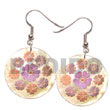 Summer Accessories 35mm Round mother of pearl   Floral SMRAC5061ER Summer Beach Wear Accessories Hand Painted Earrings