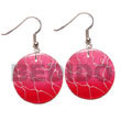 Summer Accessories 35mm Round Pink Capiz   SMRAC5080ER Summer Beach Wear Accessories Hand Painted Earrings