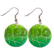 Summer Accessories 35mm Round Green Capiz     SMRAC5081ER Summer Beach Wear Accessories Hand Painted Earrings
