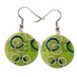 Summer Accessories 35mm Round Green Capiz   SMRAC5085ER Summer Beach Wear Accessories Hand Painted Earrings