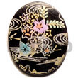 Summer Accessories Oval 40mm Black Tab   SMRAC5321P Summer Beach Wear Accessories Hand Painted Pendant