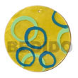 Summer Accessories Round Yellow 50mm Capiz Shell SMRAC5363P Summer Beach Wear Accessories Hand Painted Pendant