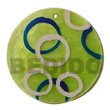 Summer Accessories Round Green 50mm Capiz Shell SMRAC5365P Summer Beach Wear Accessories Hand Painted Pendant