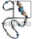 Summer Accessories Blue Wood Beads   Coco Square SMRAC1866NK Summer Beach Wear Accessories Ladies Long Bohemian