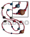 Summer Accessories 2 Rows Red Cut Glass Beads   SMRAC1887NK Summer Beach Wear Accessories Ladies Long Bohemian Necklaces