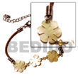 Summer Accessories 3 Small mother of pearl Flowers   Wax SMRAC864BR Summer Beach Wear Accessories Leather Bracelets
