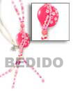 Summer Accessories Pink 3 Tassel   Disc Shaped  SMRAC017NK Summer Beach Wear Accessories Multi Row Necklace