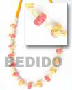 Summer Accessories Yellow   Pink Coco Flower SMRAC075NK Summer Beach Wear Accessories Natural Necklace