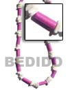 Summer Accessories Pastel   Lavender Wood Tube SMRAC269NK Summer Beach Wear Accessories Pastel Color Necklace