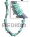 Summer Accessories Pastel Blue Wood Tube   Aqua SMRAC282NK Summer Beach Wear Accessories Pastel Color Necklace