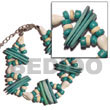 Summer Accessories 2  Rows Aqua Green Coco SMRAC5086BR Summer Beach Wear Accessories Shell Bracelets