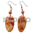 Summer Accessories Dangling 21x27mm Oval  Orange SMRAC5025ER Summer Beach Wear Accessories Shell Earrings