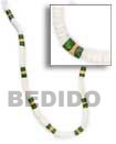 Summer Accessories White Shell   Green And SMRAC036NK Summer Beach Wear Accessories Shell Necklace
