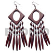 Summer Accessories Dangling 35mm Diamond Reddish SMRAC5527ER Summer Beach Wear Accessories Wooden Earrings