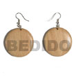 Summer Accessories Dangling Round 32mm Natural SMRAC5568ER Summer Beach Wear Accessories Wooden Earrings