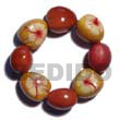 Summer Accessories Elastic 8 Pcs. Wooden SMRAC5184BR Summer Beach Wear Accessories Wooden Imitation Kukui Nuts