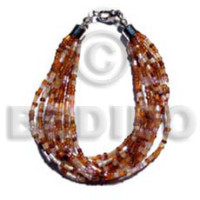 Twisted 12 rows orange brown cut glass
