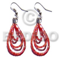 Dangling looped red cut beads