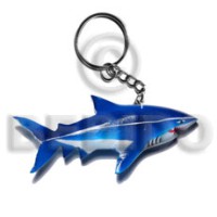Shark handpainted wood keychain 110mmx50mm