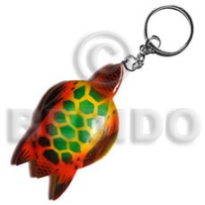 Sea turtle handpainted wood keychain