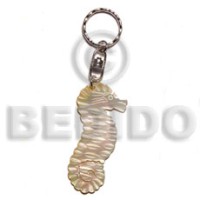 40mm carved mop shell keychain seahorse