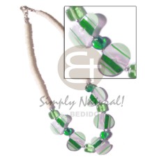 Painted green striped capiz Painted green striped capiz