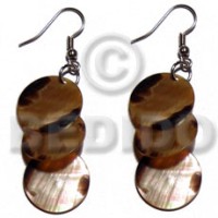 Dangling 3pcs. round 15mm brownlip