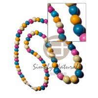Multicolored graduated natural wood beads