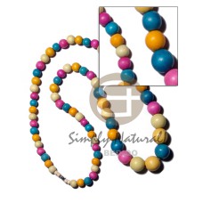 Multicolored graduated natural wood beads Multicolored graduated natural wood beads