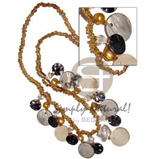 Golden glass beads dangling